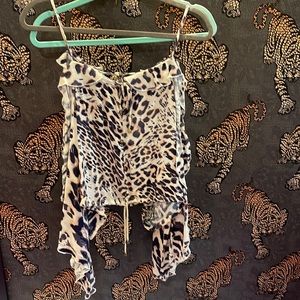 Vintage Havana blouse leopard cold shoulder m